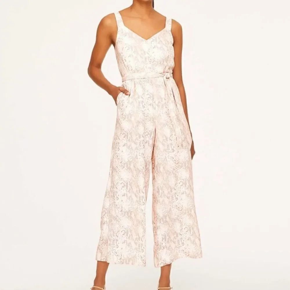 LOFT Python Snake Print Wide Leg Jumpsuit Size 4